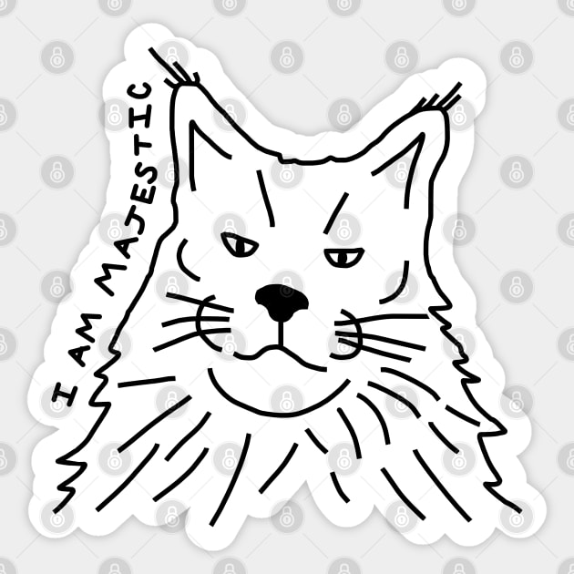 Majestic Maine Coon Line Art Cat Sticker by ellenhenryart